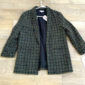 NWT Black and gold tweed blazer
